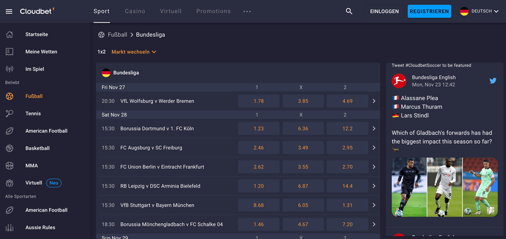 Cloudbet Bundesligawetten